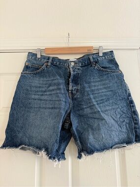 Topshop Light Blue Denim Shorts with Contrast Stitching